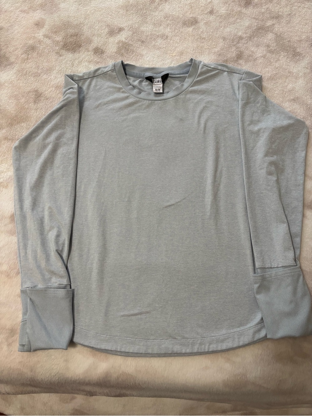 Athleta Girls Light Blue Long Sleeve Crewneck Shirt -Size 14/XL